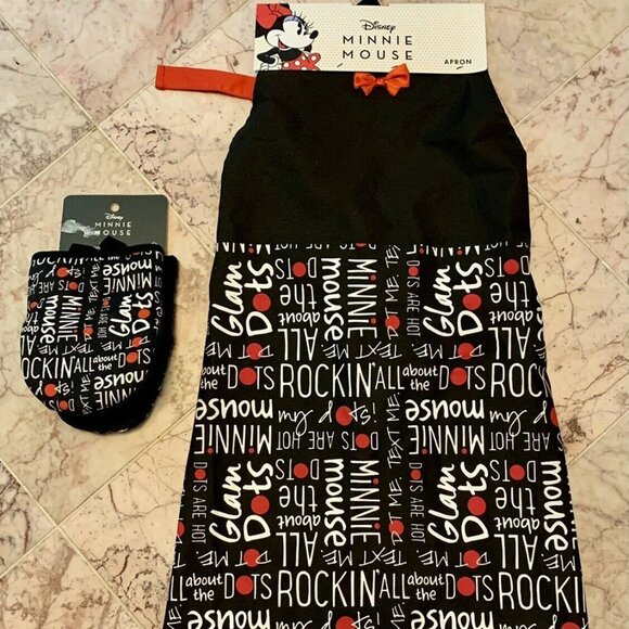 NEW Disney Minnie Mouse 3pc Apron & Mitts Set - Picture 1 of 4